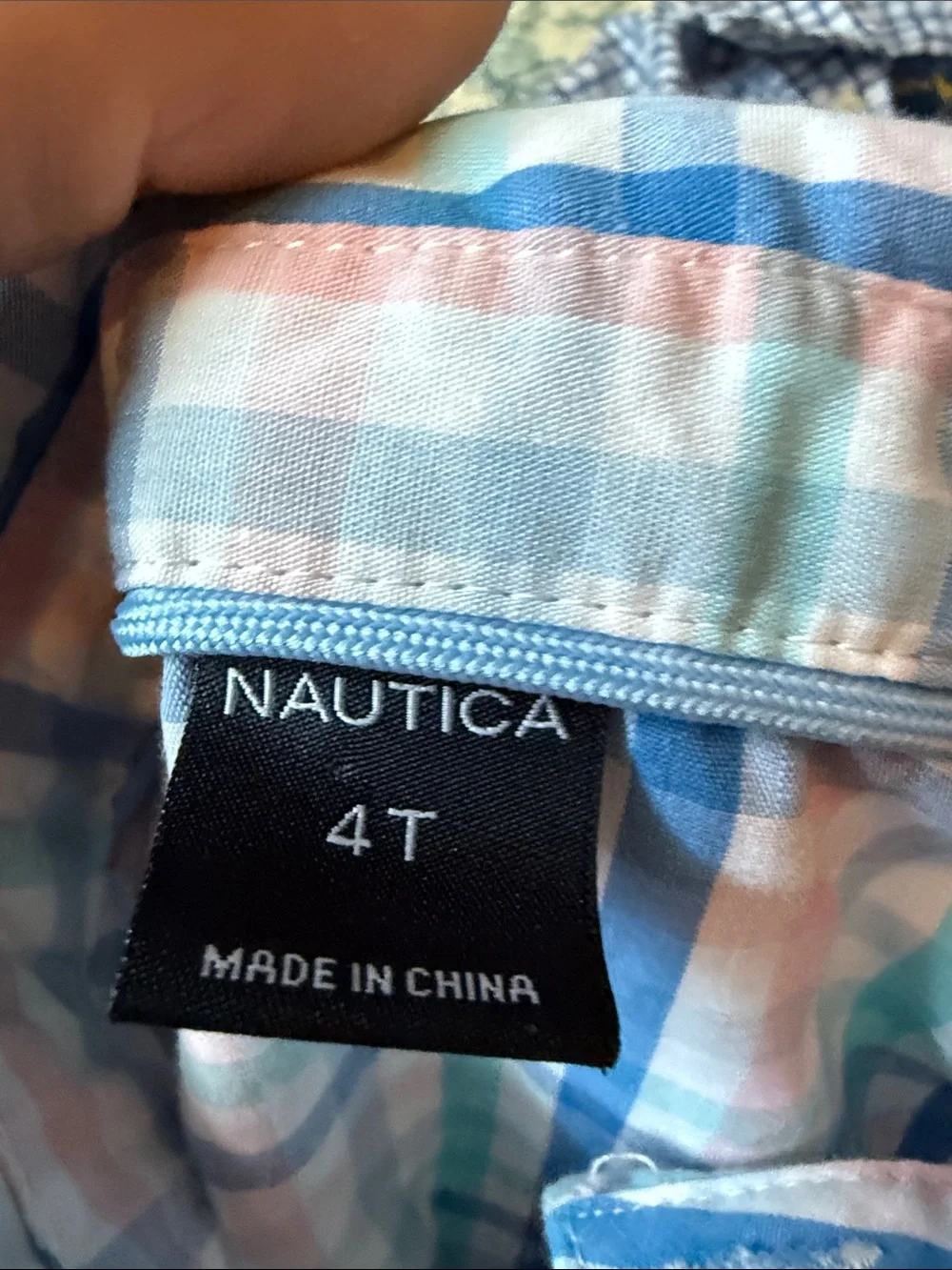 Ralph Lauren Polo (3) & Nautica (1) Plaid Button-Up Shirts in Blue Aqua Pink 4T
